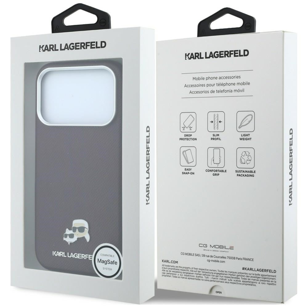 MagSafe-fodral för Apple iPhone 18 Pro / 17 Pro, Karl Lagerfeld, Grained KC Heads, Vinröd