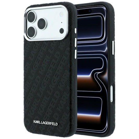 MagSafe-fodral för Apple iPhone 18 Pro / 17 Pro, Karl Lagerfeld, Kornigt metallogo, Svart