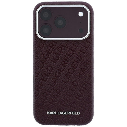 MagSafe-fodral för Apple iPhone 18 Pro / 17 Pro, Karl Lagerfeld, Kornigt metallogo, Vinröd