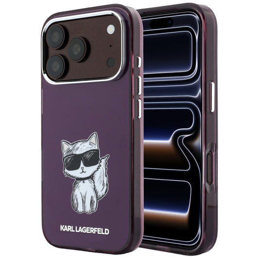 MagSafe-fodral för Apple iPhone 18 Pro / 17 Pro, Karl Lagerfeld, HC IML Choupette Body Sketch Print, Vinröd