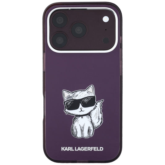 MagSafe-fodral för Apple iPhone 18 Pro / 17 Pro, Karl Lagerfeld, HC IML Choupette Body Sketch Print, Vinröd