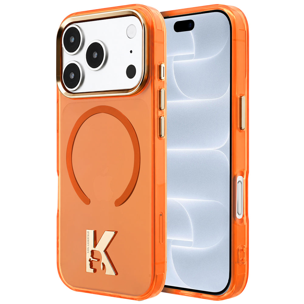 MagSafe-skal för Apple iPhone 18 Pro / 17 Pro, Karl Lagerfeld, IML Karl Head Logo, orange