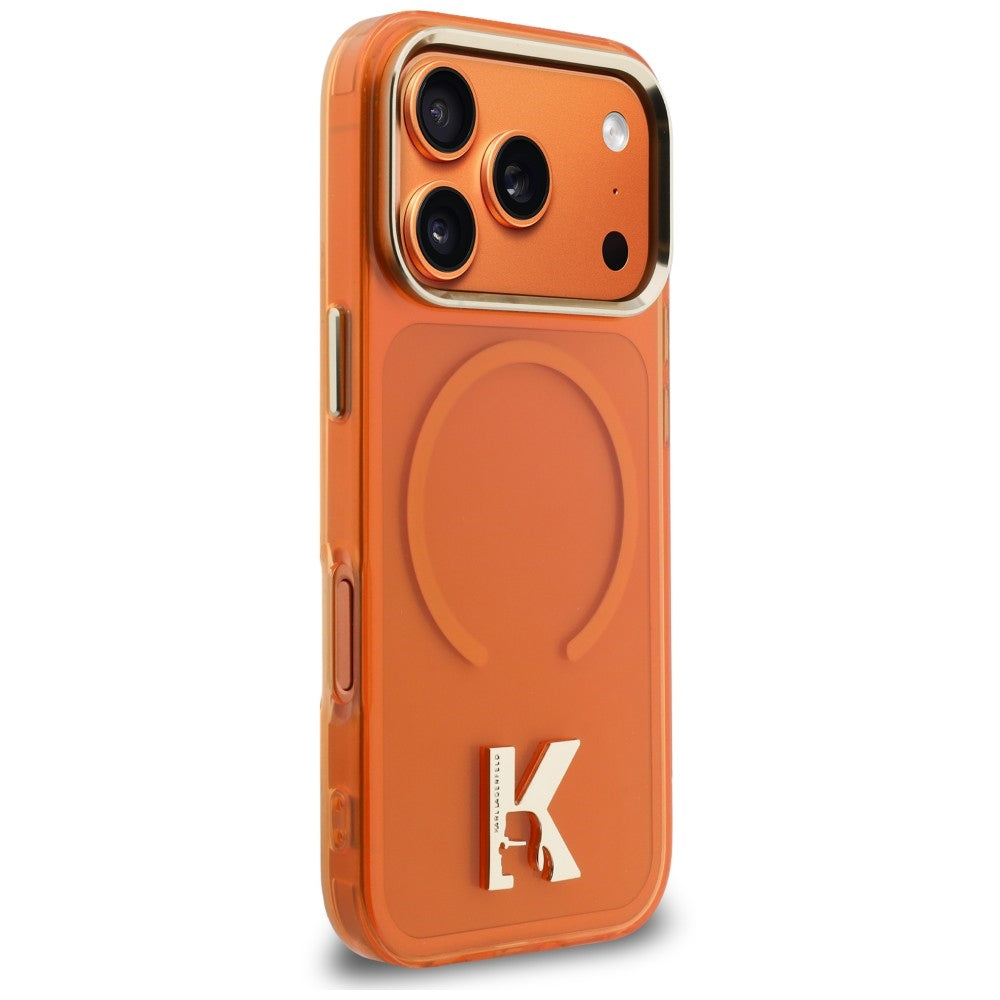 MagSafe-skal för Apple iPhone 18 Pro / 17 Pro, Karl Lagerfeld, IML Karl Head Logo, orange