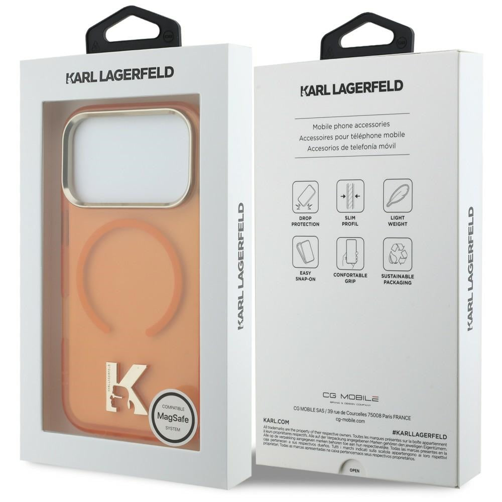 MagSafe-skal för Apple iPhone 18 Pro / 17 Pro, Karl Lagerfeld, IML Karl Head Logo, orange
