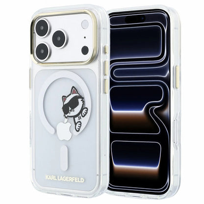 MagSafe-fodral för Apple iPhone 18 Pro / 17 Pro, Karl Lagerfeld, IML Peekaboo Print och metallram, transparent