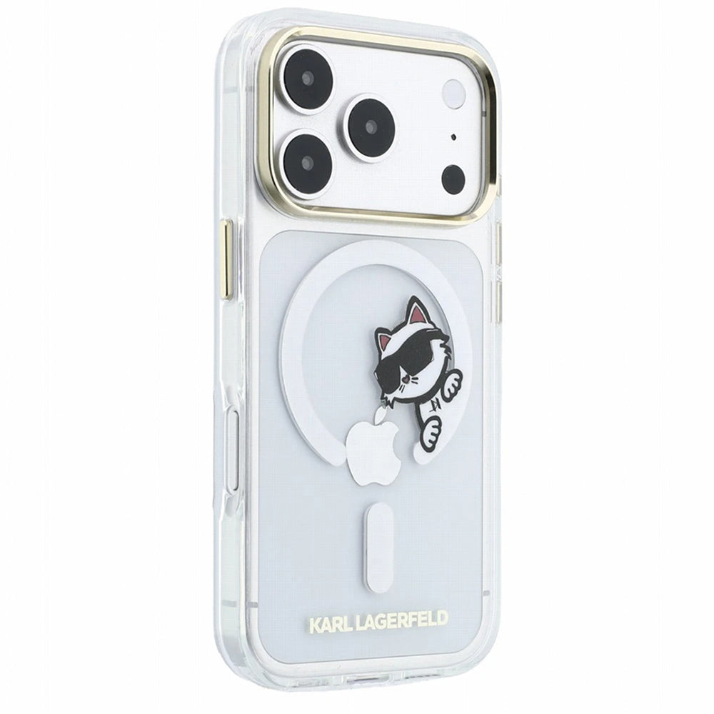 MagSafe-fodral för Apple iPhone 18 Pro / 17 Pro, Karl Lagerfeld, IML Peekaboo Print och metallram, transparent