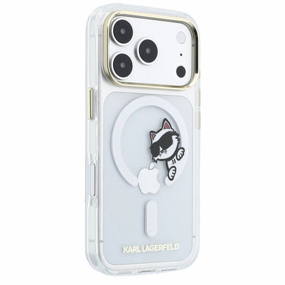 MagSafe-fodral för Apple iPhone 18 Pro / 17 Pro, Karl Lagerfeld, IML Peekaboo Print och metallram, transparent