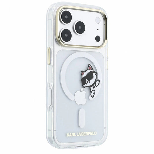 MagSafe-fodral för Apple iPhone 18 Pro / 17 Pro, Karl Lagerfeld, IML Peekaboo Print och metallram, transparent
