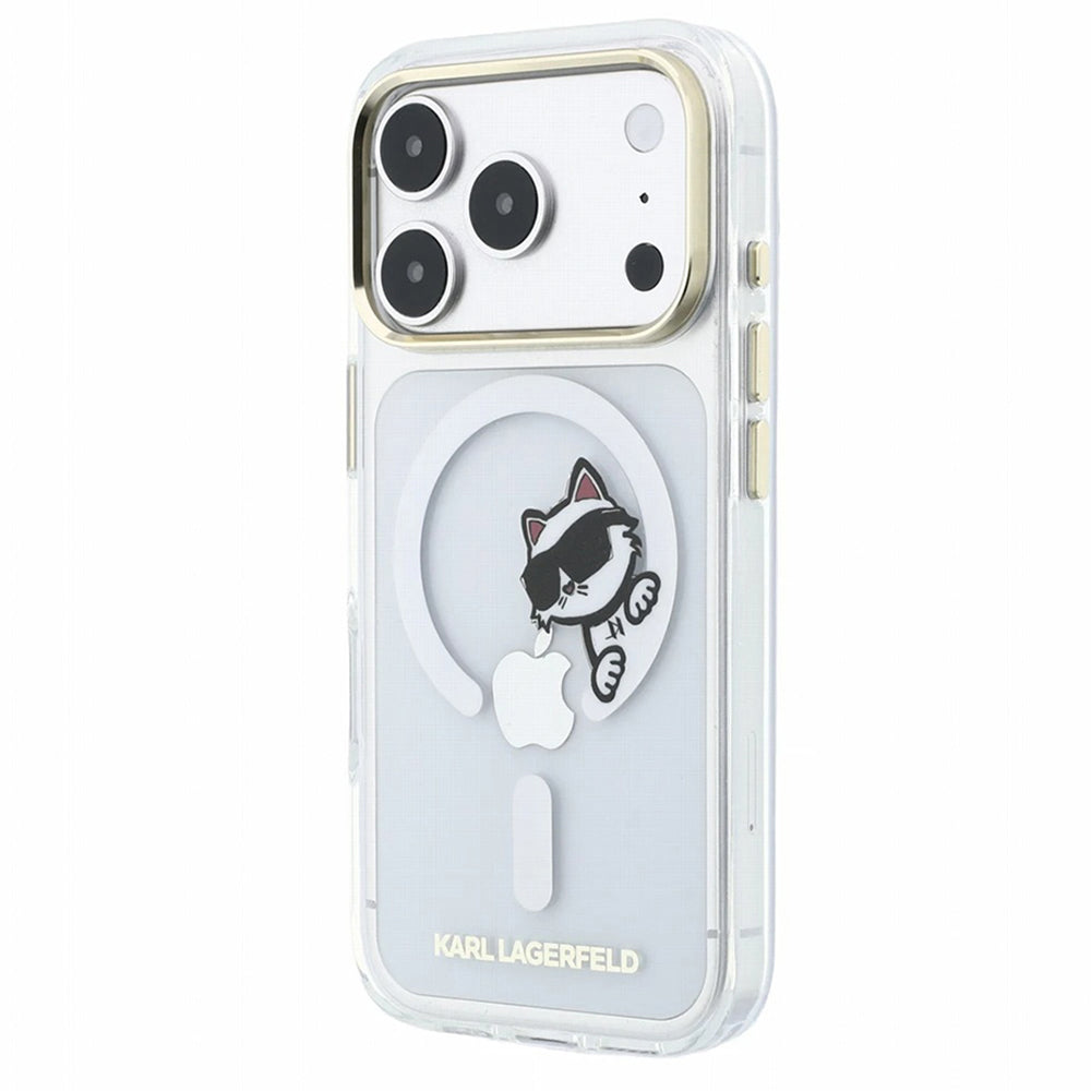 MagSafe-fodral för Apple iPhone 18 Pro / 17 Pro, Karl Lagerfeld, IML Peekaboo Print och metallram, transparent