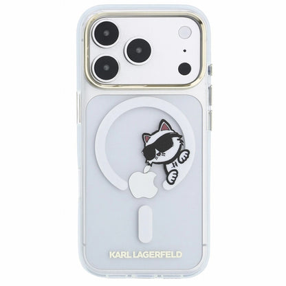 MagSafe-fodral för Apple iPhone 18 Pro / 17 Pro, Karl Lagerfeld, IML Peekaboo Print och metallram, transparent