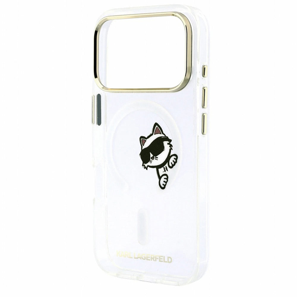 MagSafe-fodral för Apple iPhone 18 Pro / 17 Pro, Karl Lagerfeld, IML Peekaboo Print och metallram, transparent