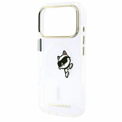 MagSafe-fodral för Apple iPhone 18 Pro / 17 Pro, Karl Lagerfeld, IML Peekaboo Print och metallram, transparent