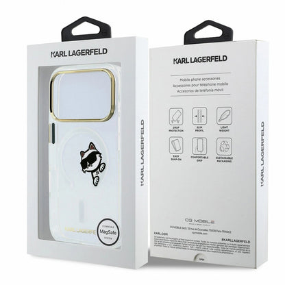 MagSafe-fodral för Apple iPhone 18 Pro / 17 Pro, Karl Lagerfeld, IML Peekaboo Print och metallram, transparent