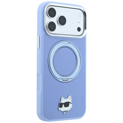 MagSafe Case for Apple iPhone 18 Pro / 17 Pro, Karl Lagerfeld, Ring Stand 360 Choupette Pin, Blue