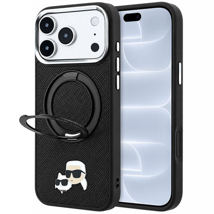 MagSafe-fodral för Apple iPhone 18 Pro / 17 Pro, Karl Lagerfeld, Ring Stand 360 Karl & Choupette Pin, Svart