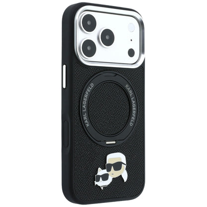 MagSafe-fodral för Apple iPhone 18 Pro / 17 Pro, Karl Lagerfeld, Ring Stand 360 Karl & Choupette Pin, Svart