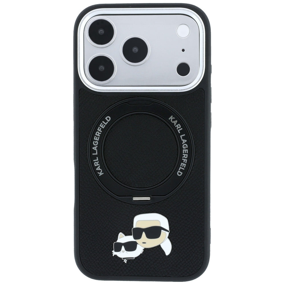 MagSafe-fodral för Apple iPhone 18 Pro / 17 Pro, Karl Lagerfeld, Ring Stand 360 Karl & Choupette Pin, Svart