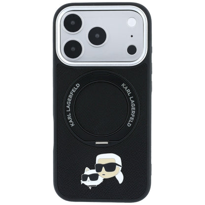 MagSafe-fodral för Apple iPhone 18 Pro / 17 Pro, Karl Lagerfeld, Ring Stand 360 Karl & Choupette Pin, Svart