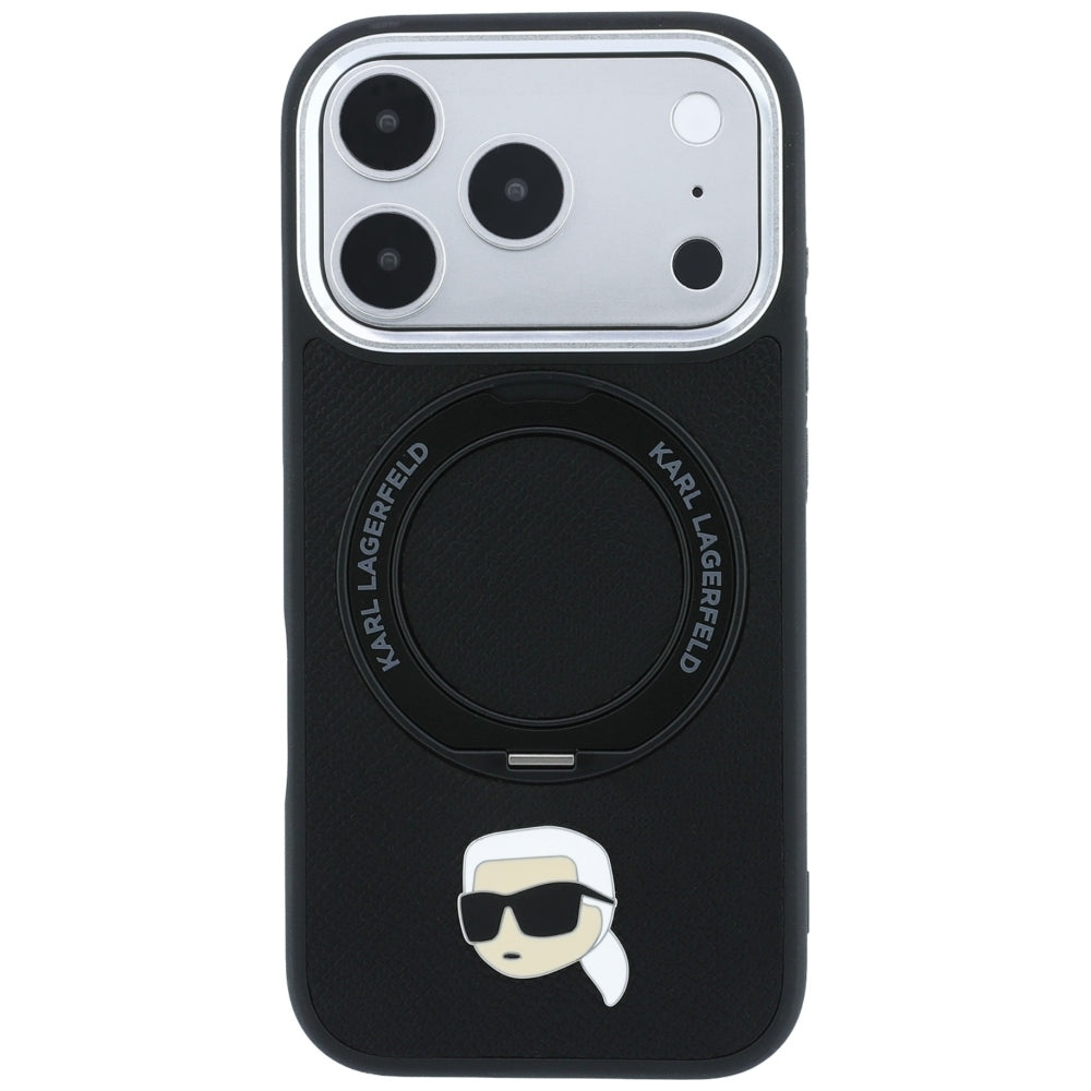 MagSafe-fodral för Apple iPhone 18 Pro / 17 Pro, Karl Lagerfeld, Ring Stand 360 Karl Pin, Svart