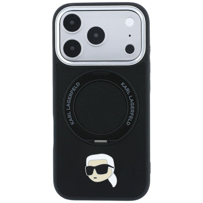 MagSafe-fodral för Apple iPhone 18 Pro / 17 Pro, Karl Lagerfeld, Ring Stand 360 Karl Pin, Svart