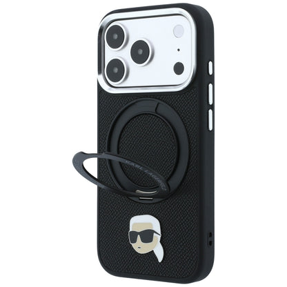 MagSafe-fodral för Apple iPhone 18 Pro / 17 Pro, Karl Lagerfeld, Ring Stand 360 Karl Pin, Svart