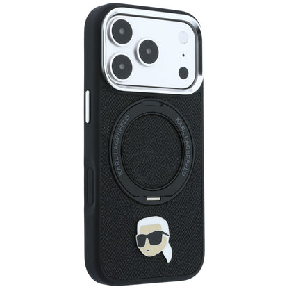MagSafe-fodral för Apple iPhone 18 Pro / 17 Pro, Karl Lagerfeld, Ring Stand 360 Karl Pin, Svart
