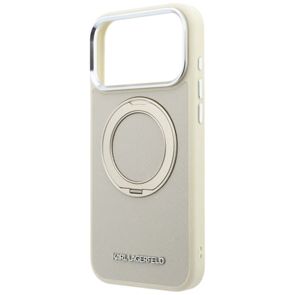 MagSafe-skal för Apple iPhone 18 Pro / 17 Pro, Karl Lagerfeld, Ring Stand 360 Saffiano, beige