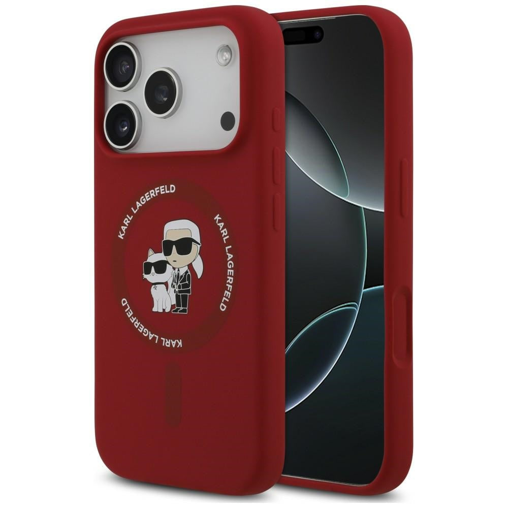 MagSafe-skal för Apple iPhone 18 Pro / 17 Pro, Karl Lagerfeld, Silicone Ring Karl & Choupette, rosa