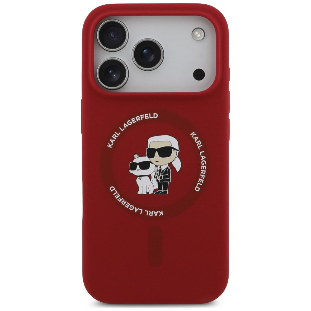 MagSafe-skal för Apple iPhone 18 Pro / 17 Pro, Karl Lagerfeld, Silicone Ring Karl & Choupette, rosa