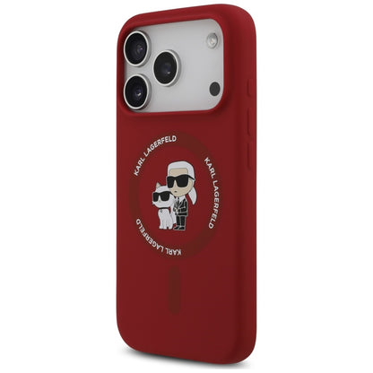 MagSafe-skal för Apple iPhone 18 Pro / 17 Pro, Karl Lagerfeld, Silicone Ring Karl & Choupette, rosa