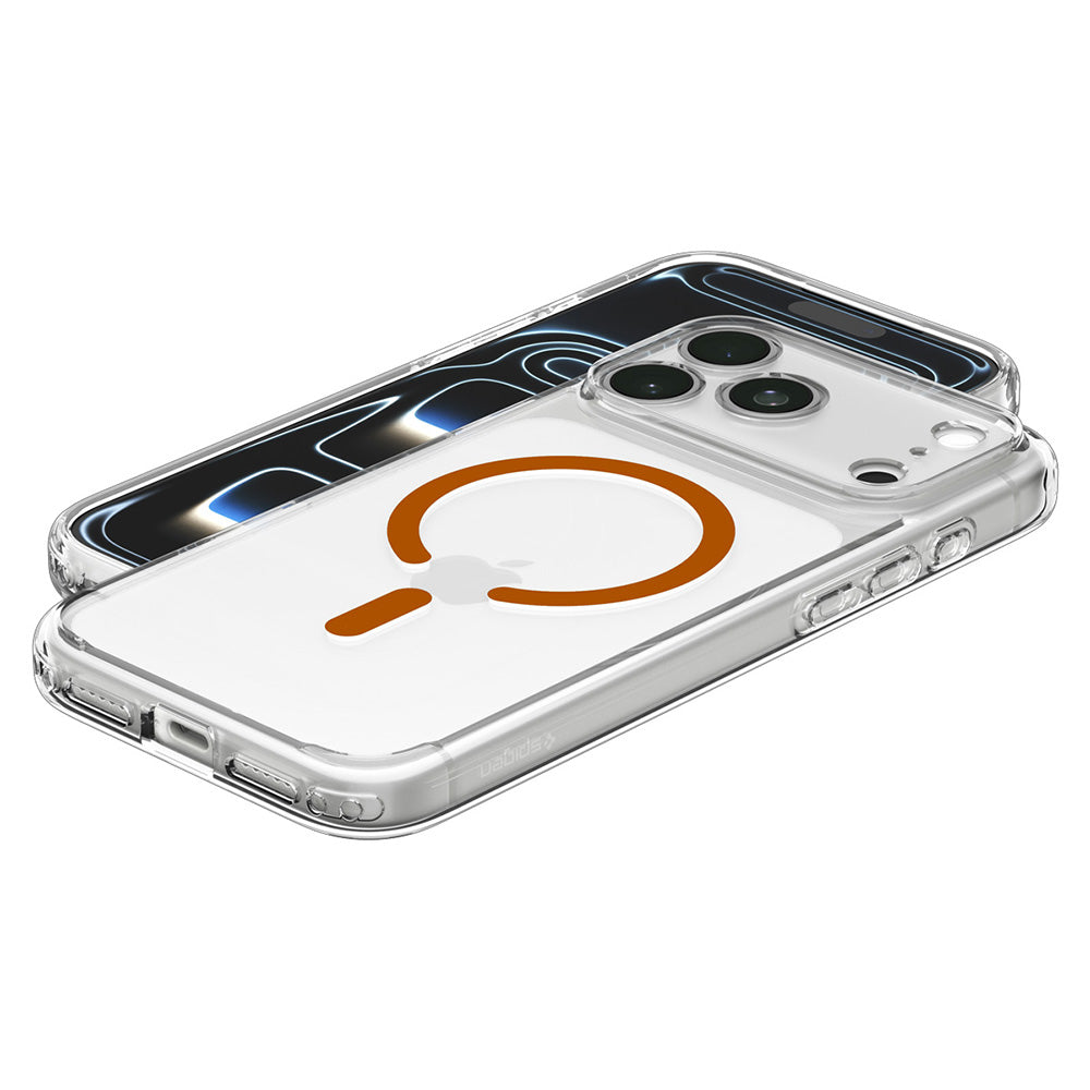 MagSafe-fodral för Apple iPhone 18 Pro / 17 Pro, Spigen, Ultra Hybrid, Transparent Orange ACS12159