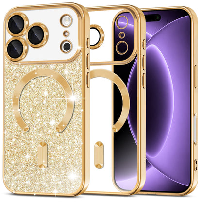 MagSafe-fodral för Apple iPhone 18 Pro / 17 Pro, Techsuit, Luxury Glitter, Guld