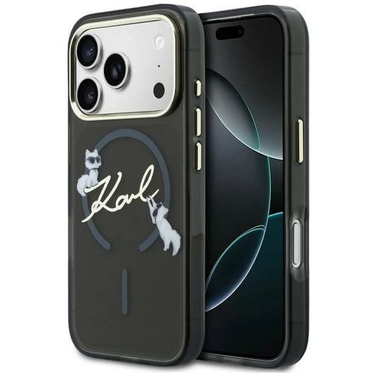 MagSafe-fodral för Apple iPhone 18 Pro, Karl Lagerfeld, IML Choupette Karl Script Logo, Svart