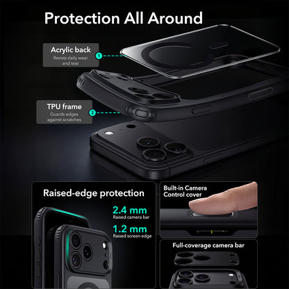 MagSafe-fodral för Apple iPhone 18 Pro Max / 17 Pro Max, ESR, Classic Hybrid, Svart Transparent
