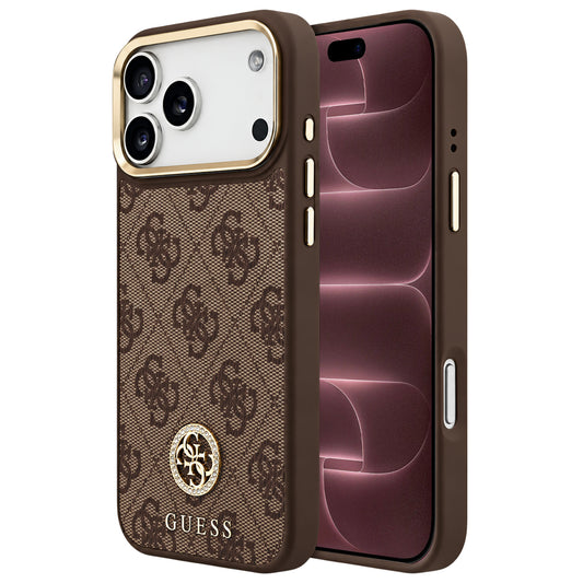 MagSafe-skal för Apple iPhone 18 Pro Max / 17 Pro Max, Guess, 4G Strass Logo, brun