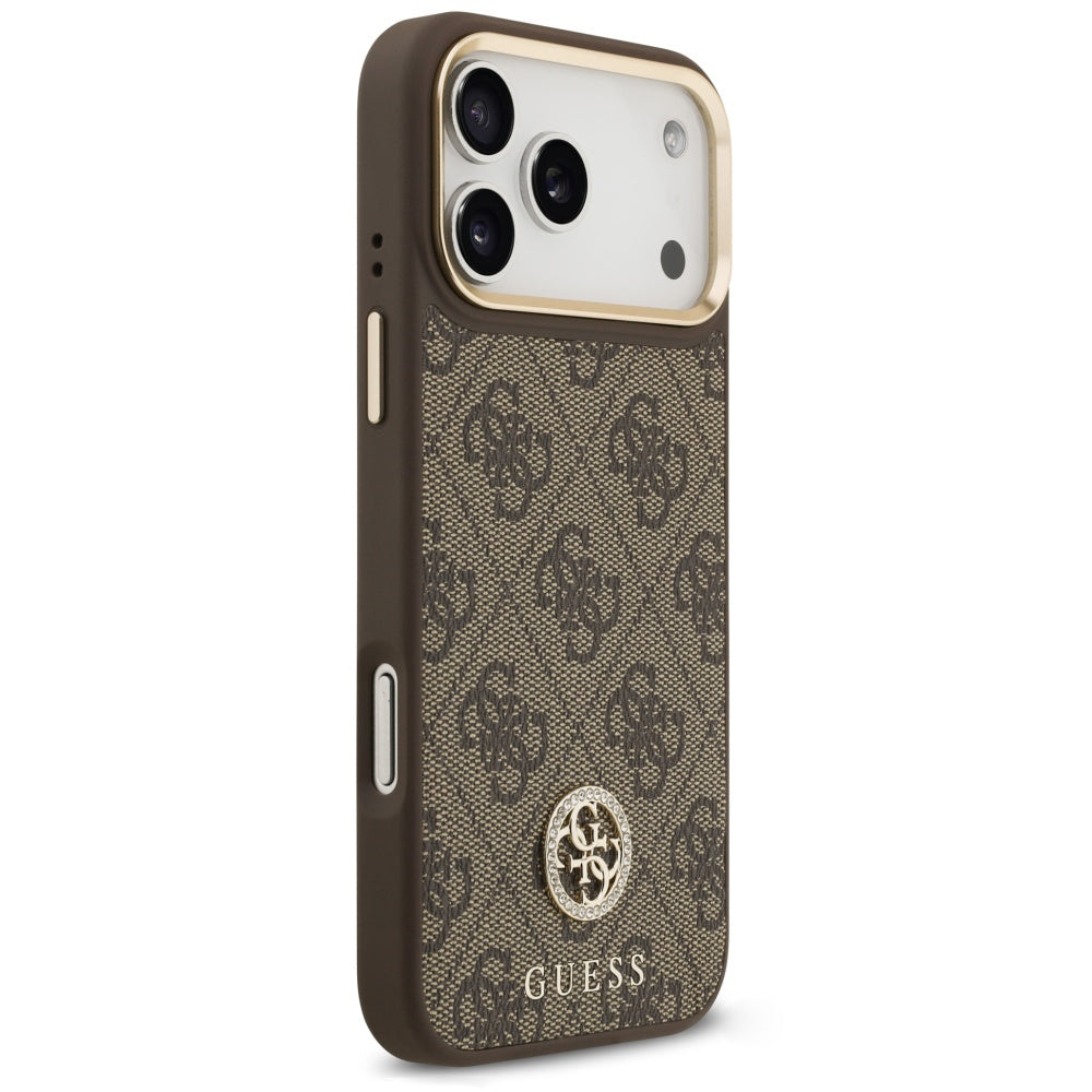 MagSafe-skal för Apple iPhone 18 Pro Max / 17 Pro Max, Guess, 4G Strass Logo, brun