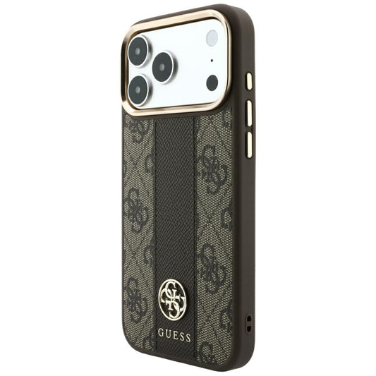 MagSafe-fodral för Apple iPhone 18 Pro Max / 17 Pro Max, Guess, 4G Stripe Round Classic Logo, Brun