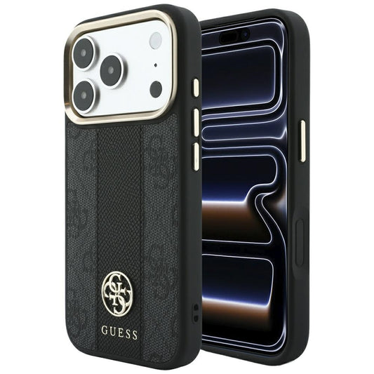 MagSafe-fodral för Apple iPhone 18 Pro Max / 17 Pro Max, Guess, 4G Stripe Round Classic Logo, Svart