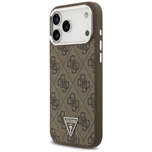 MagSafe Case for Apple iPhone 18 Pro Max / 17 Pro Max, Guess, 4G Triangle Logo, Silver Brown