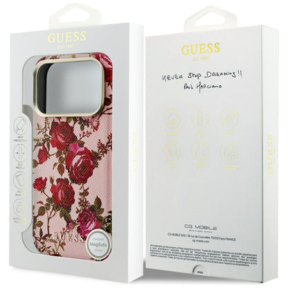 MagSafe Case for Apple iPhone 18 Pro Max / 17 Pro Max, Guess, Blossom Roses Print, Pink