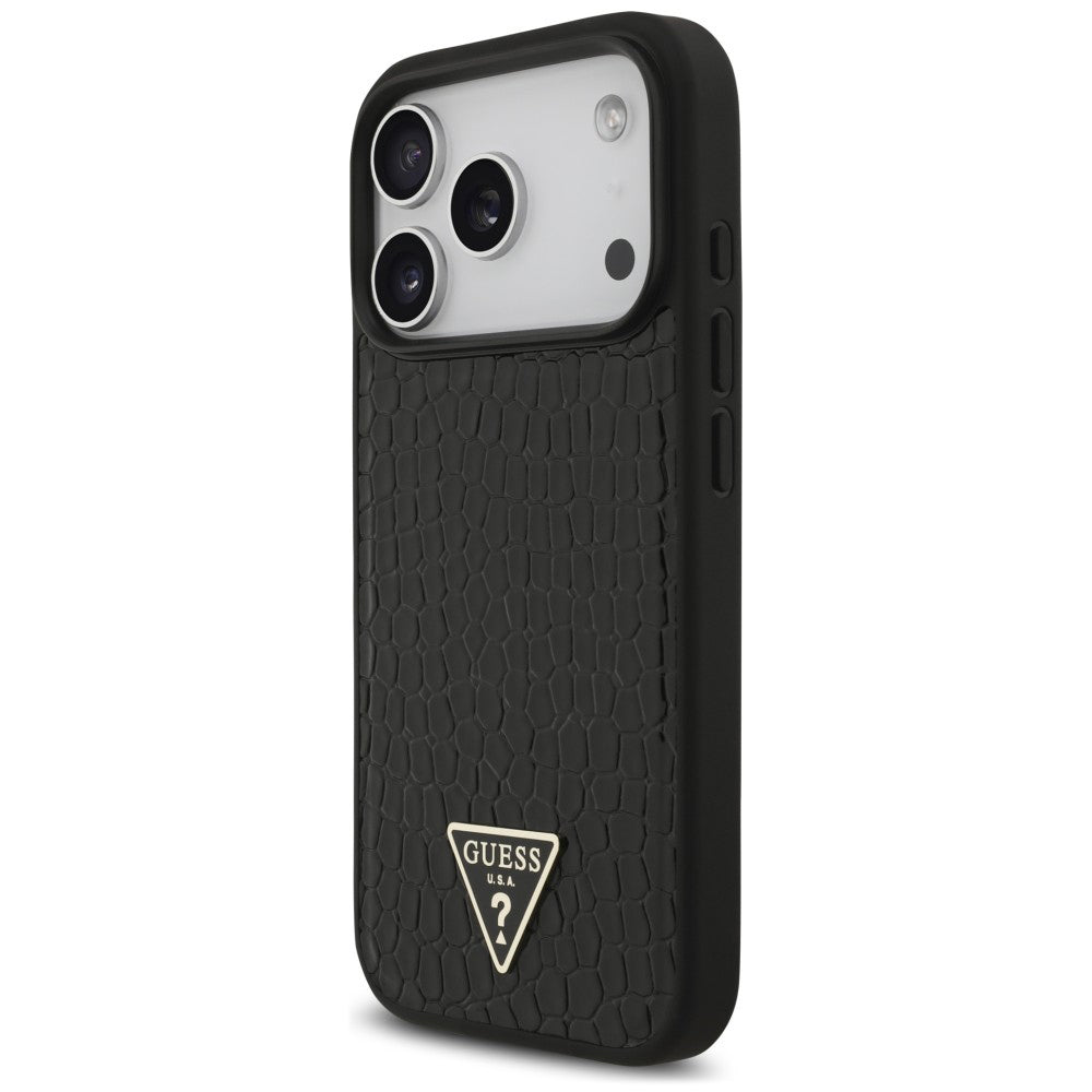MagSafe-skal för Apple iPhone 18 Pro Max / 17 Pro Max, Guess, Croco Triangle Logo, svart