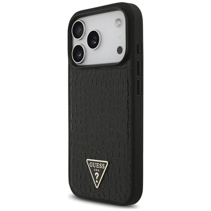 MagSafe-skal för Apple iPhone 18 Pro Max / 17 Pro Max, Guess, Croco Triangle Logo, svart