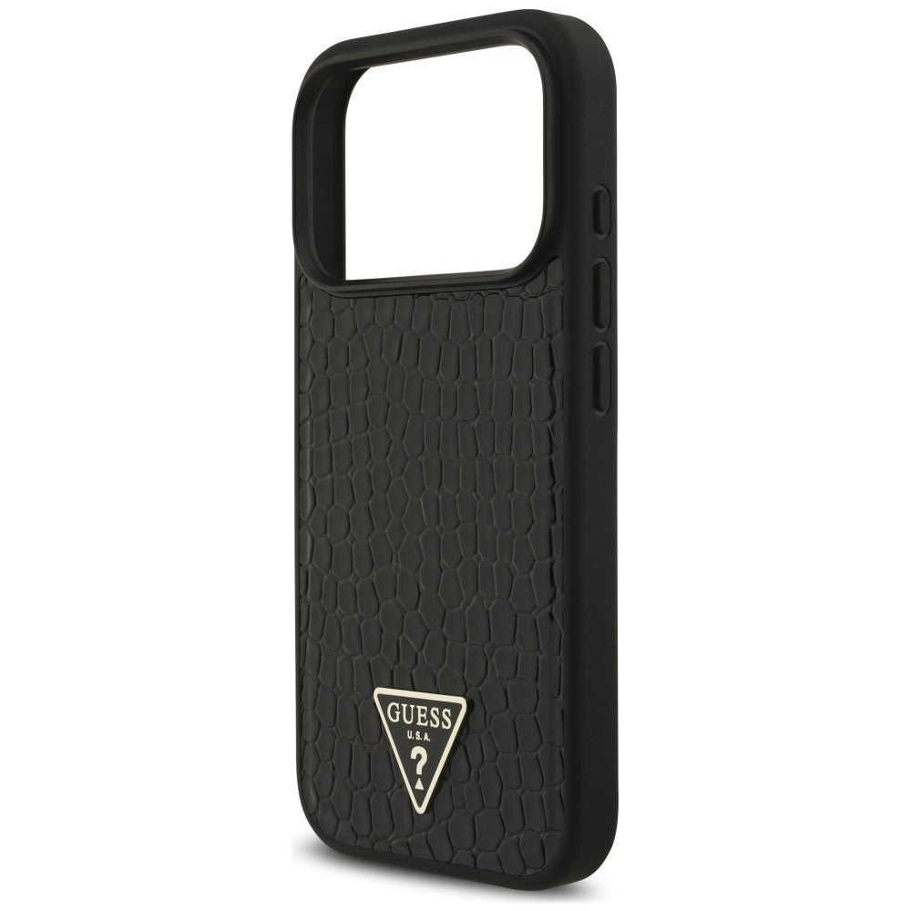 MagSafe-skal för Apple iPhone 18 Pro Max / 17 Pro Max, Guess, Croco Triangle Logo, svart