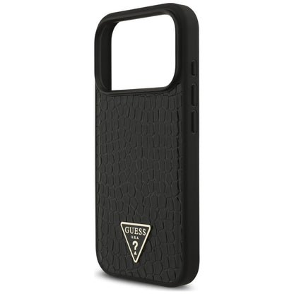 MagSafe-skal för Apple iPhone 18 Pro Max / 17 Pro Max, Guess, Croco Triangle Logo, svart