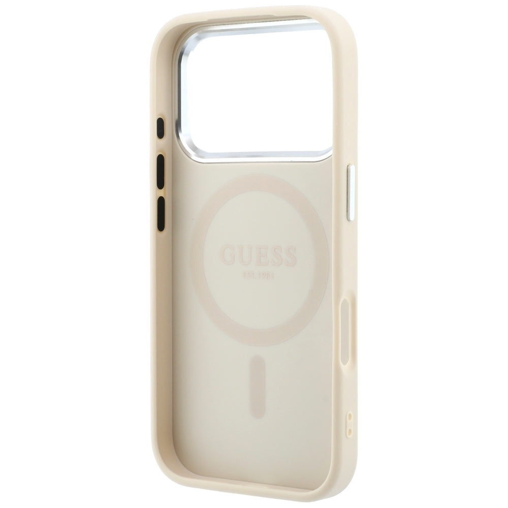 MagSafe-fodral för Apple iPhone 18 Pro Max / 17 Pro Max, Guess, Grained Triangle Logo, Beige
