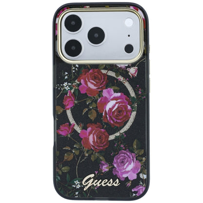 MagSafe-skal för Apple iPhone 18 Pro Max / 17 Pro Max, Guess, IML Glitter Blossom Roses, svart