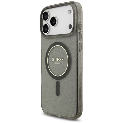 MagSafe-skal för Apple iPhone 18 Pro Max / 17 Pro Max, Guess, IML Glitter with Pearl Strap, svart