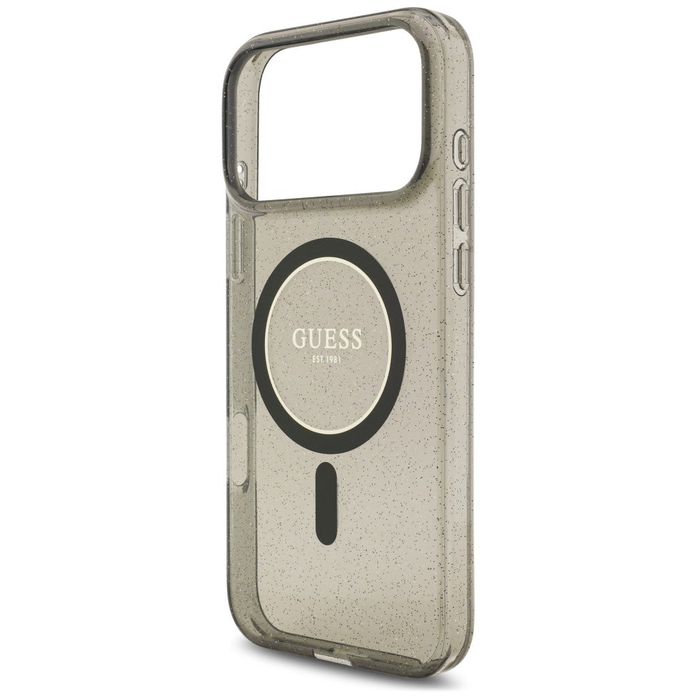 MagSafe-skal för Apple iPhone 18 Pro Max / 17 Pro Max, Guess, IML Glitter with Pearl Strap, svart