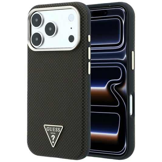 MagSafe-fodral för Apple iPhone 18 Pro Max / 17 Pro Max, Guess, Kevlar Triangle Logo, Brun