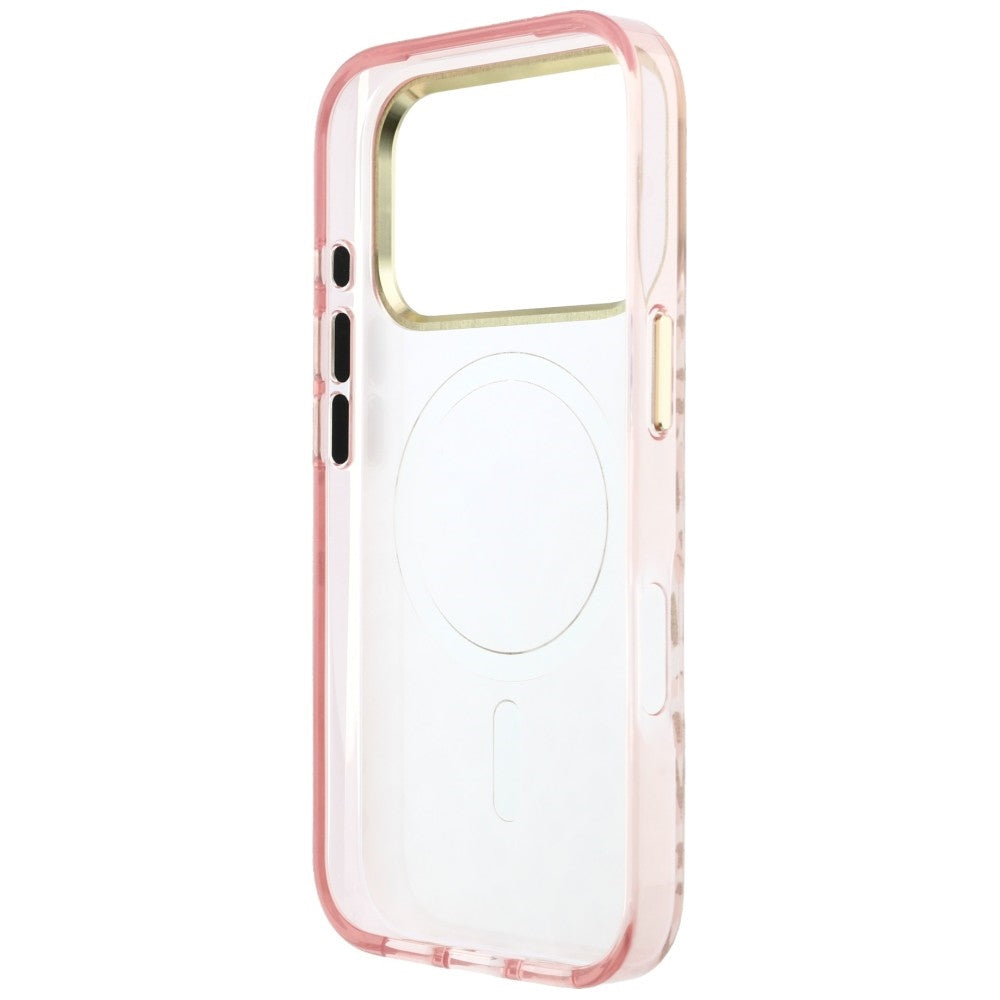 MagSafe-fodral för Apple iPhone 18 Pro Max / 17 Pro Max, Guess, Leopard Glitter Triangle Logo, Rosa